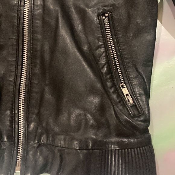 Mango Genuine Leather Collection Womens Size XS Black Moto Jacket - Picture 6 of 6